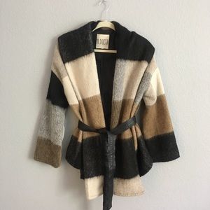 Plaid kimono style coat